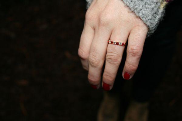 Nemati ruby and diamond wedding band (used as an engagement ring).