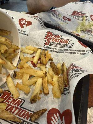 The fries are a little stubby.