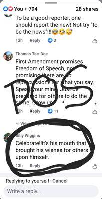 Billy's mouth running