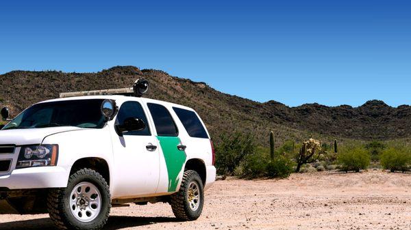 2 BASH camera enclosures mounted on a Border Patrol vehicle. These units have PoE as well as 12VDC for easy installation on all vehicles.