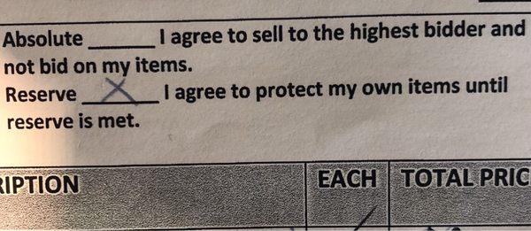 Says you agreed to protect your own item until reserve yet if it doesn't make your reserve they charge you $20 buy back fee.