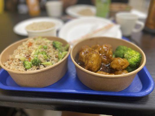 N7. Pineapple Fried Rice and C16. General Tso's Vegan Chicken