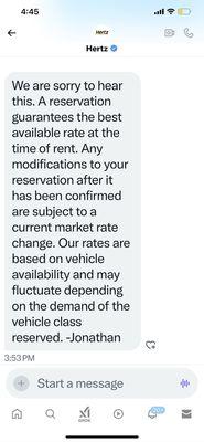 Hertz's reply, or, their big "FU we gotcha!"