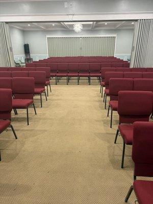 The main chapel which expands to accommodate approximately 170 people at one seating.