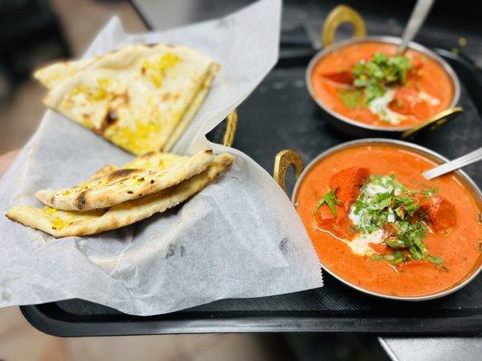 Butter chiken and garlic naan