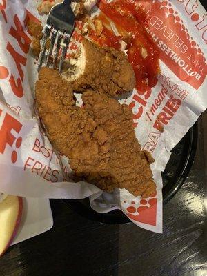 Overcooked chicken or old oil?