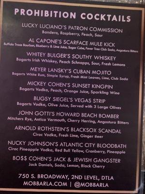 Cool craft cocktail menu.
