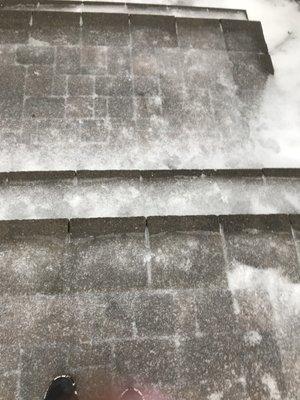 Ice storm and no salt on the stairs or the parking lot. Aka death trap.