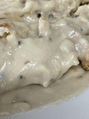 Biscuits & gravy (after I cut it)