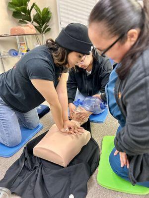 You'll get lots of hands-on practice performing CPR, using an AED, and using a bag valve mask during our BLS certification classes.