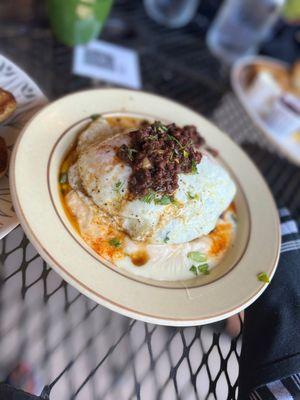 pork steak cheesy grits