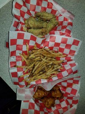 Fries Garlic parmesan and sweet chilly wings
