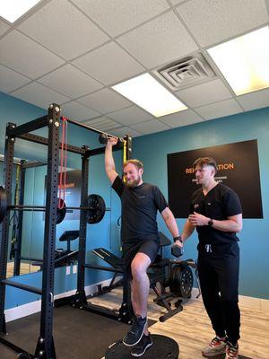 Sport specific exercises, personal training, rehab exercises - all a part of the rehabilitation phase of care at Evolve Chiropractic