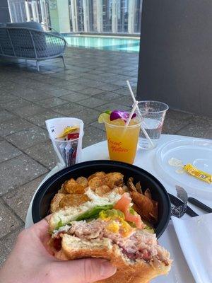 Club sandwich & passion fruit margarita