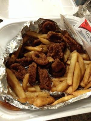 The calamari was so rock hard that it bounced off the granite countertops