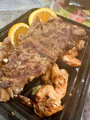 Steak and shrimp platter