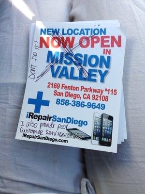 Their advertisement. It's fancy and I updated it to reflect the type of service they offer.