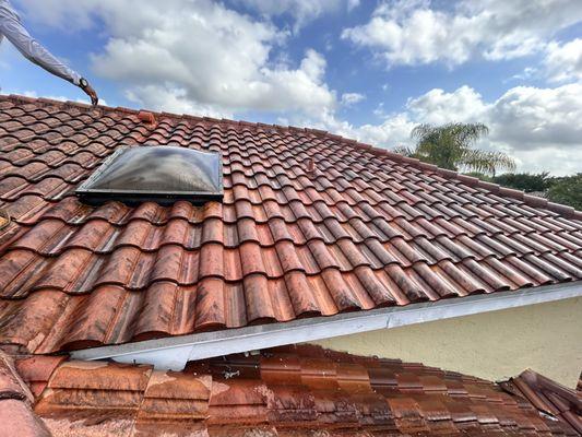 Applying our chemical to lift up algae