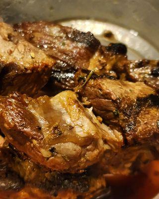 The pincho de carne (grilled marinated beef kabob)