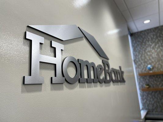 Home Bank interior sign at Martinsville downtown location