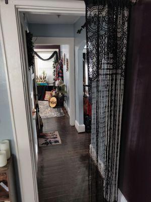 The back room with the clothing items, incense, and lavender scents (great prices)!