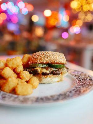 Smash burger and tots