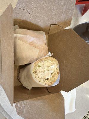 Chicken salad sandwich on Ciabatta bread