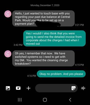 Conversation about move out fees, 6 months after I had moved out