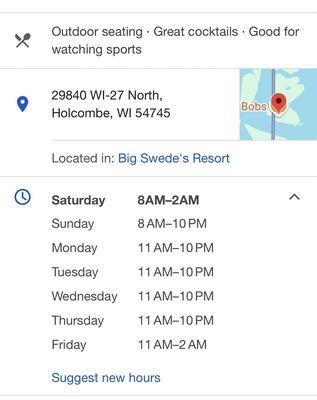 Bar only hours. Kitchen hours are different.
