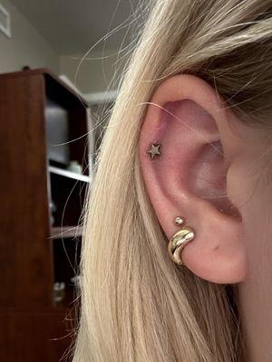 Front of helix piercing