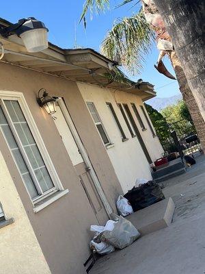 Trash left all over place.