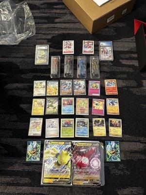 Single Pokemon cards, graded cards and 3 3/4 vintage GI Joe figures.