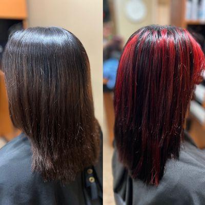 Red highlights