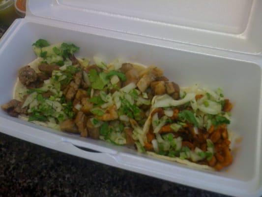 $0.99 tacos: carne asada, al pastor, carnitas