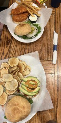 Southwestern Burger and Buffalo Chicken Sandwichbuffalo