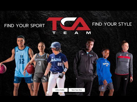 Whatever your sport, whatever your style -- TCA has you covered. Custom uniforms, gear & equipment. Reach out today to get started!