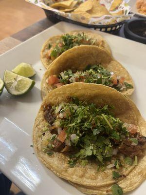 Tacos! Steak, Chicken, and Al Pastor.