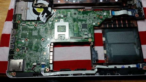 Here's the motherboard (system board) The fan is top left corner. It would spin, but at a much slower rate and annoying soun...