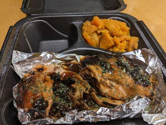 Jerk chicken with delicious yams