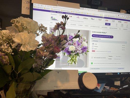 Computer-What I paid $85 for. Flowers -what I received for $85.