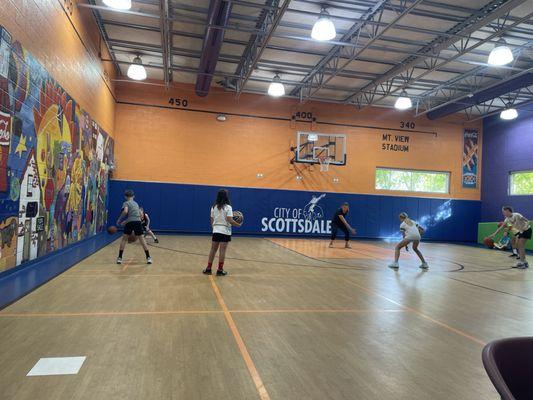 Community center basketball court