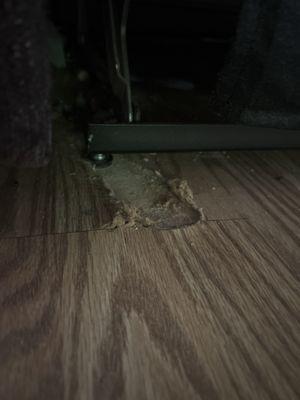 This happened to my floor because of the legs on my couch, every time you recline couch moves and digs into the floor.