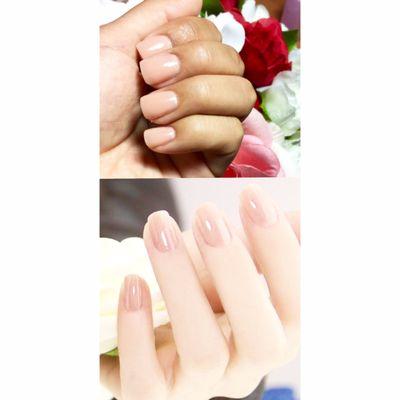 Top picture : my nails Bottom picture: what I showed them *keep in mind I asked for them to be very short