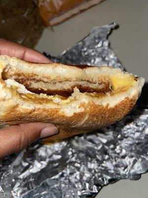 Sausage egg and cheese sandwich