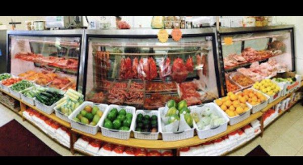 Fresh meat and fresh vegetables