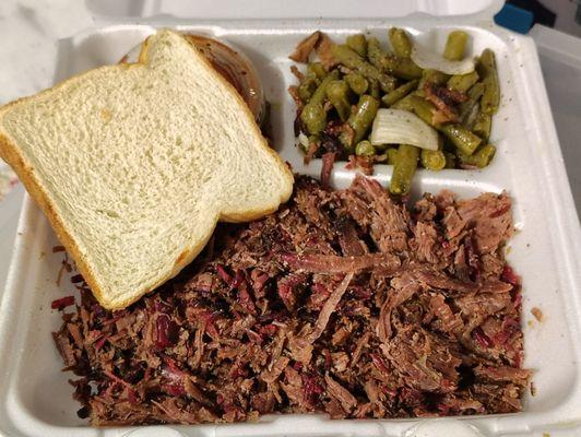 Fantastic brisket dinner with green beans tonight!
