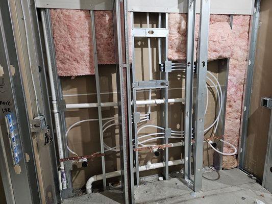 Rough in of bathroom sinks...