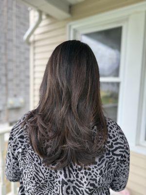 Soft brown balayage (highlight)