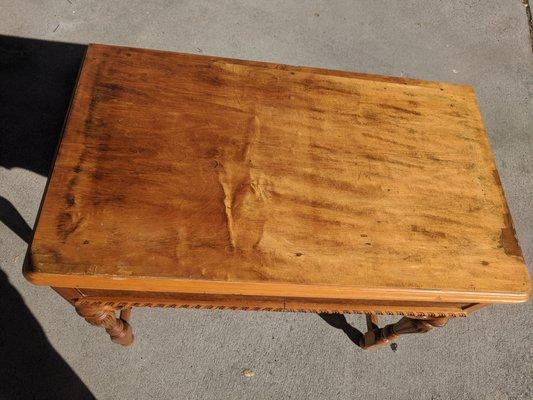 small wood veneer table. L 29" W 16.5" H 26"