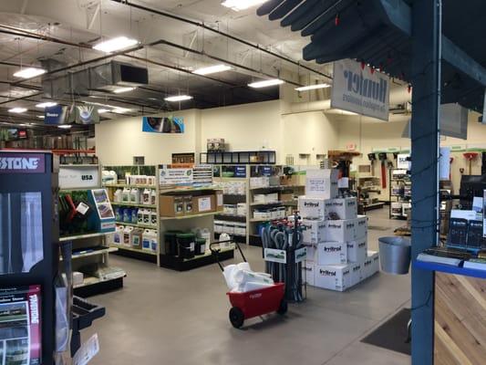 Well stocked with a wide product offering, including irrigation supplies, turf products, sports fields, hardscape, lighting, and tools.